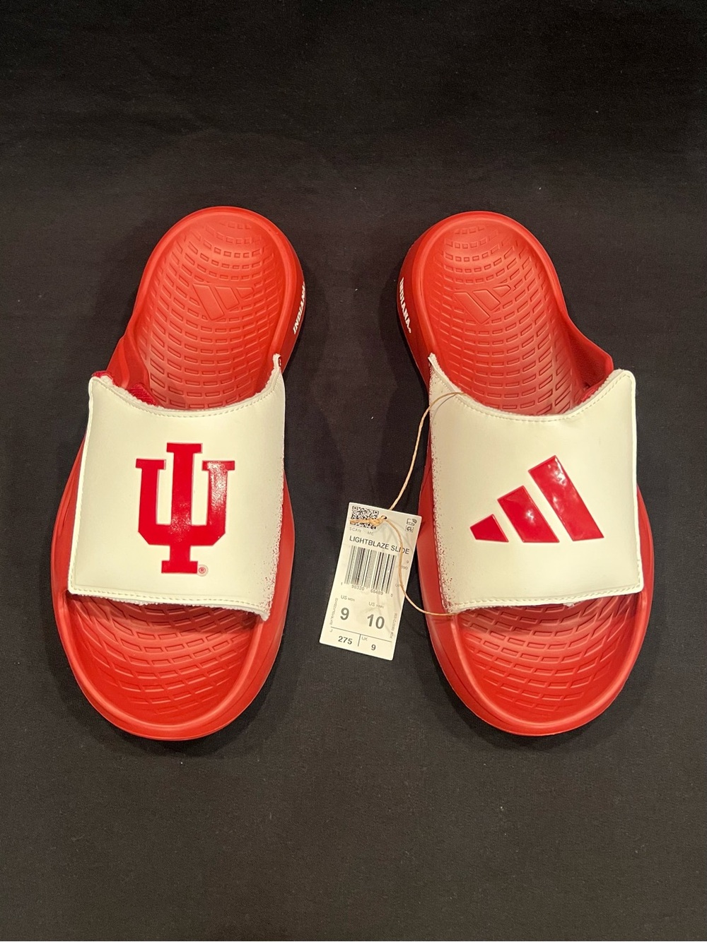 Adidas IU Indiana University Hoosiers Red White Lightblaze Slides Sandals Mens 9